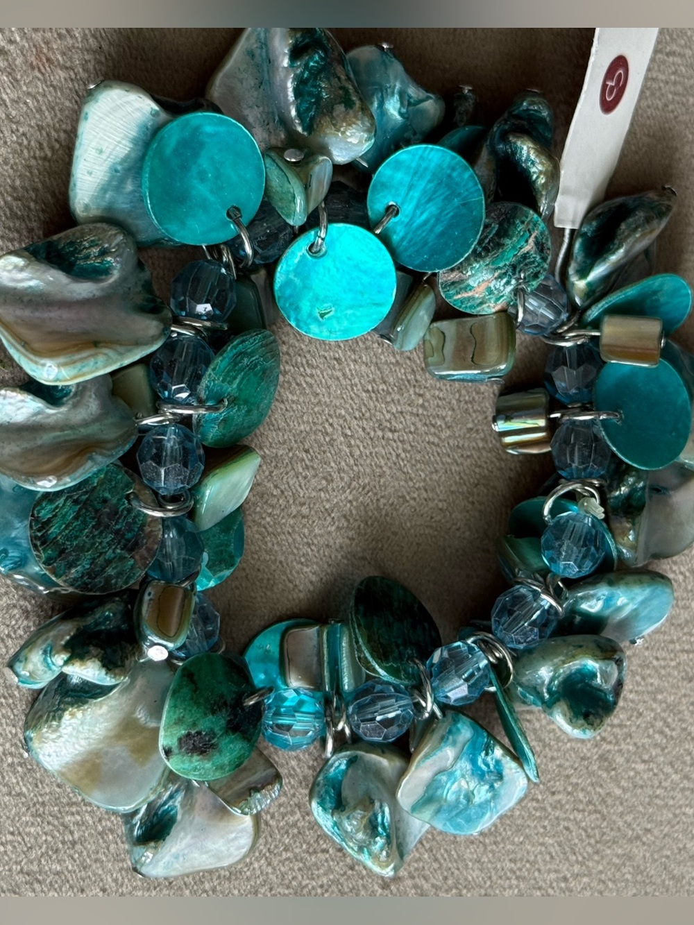 Dress Barn Turquoise Multi-Strand Shell & Crystal Stretch Bracelet